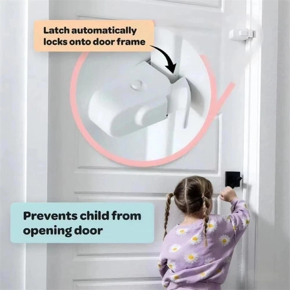 Child Proof Door Lock Snap-On Safety Lever Handle Lock No Drilling Needed AU - image 3 of 4