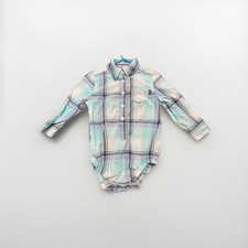 Camisa con botones de manga larga a cuadros ventana de una pieza niño niño pequeño talla 12-18 meses