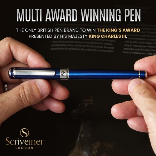 Scriveiner Midnight Blue Tintenroller - Atemberaubender Blaulack Luxus Stift, C... - Bild 7 von 9