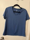 NWOT Athletic Works Womens Blue Stretch V-Neck Active Wear T-Shirt SZ M
