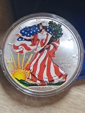 1999 American Eagle Silver Dollar $1 Hand Painted Coin
