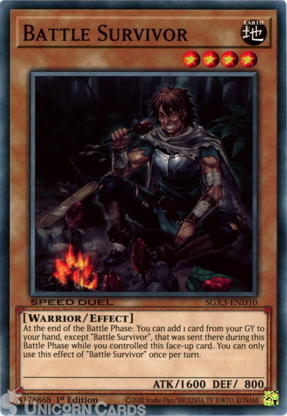 SGX3-END10 Battle Survivor :: Common 1st Edition Mint YuGiOh Card