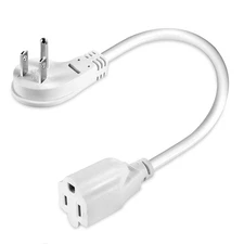 1ft 15A 14AWG Short Extension Cord Low Profile Flat Plug Heavy Duty Cable