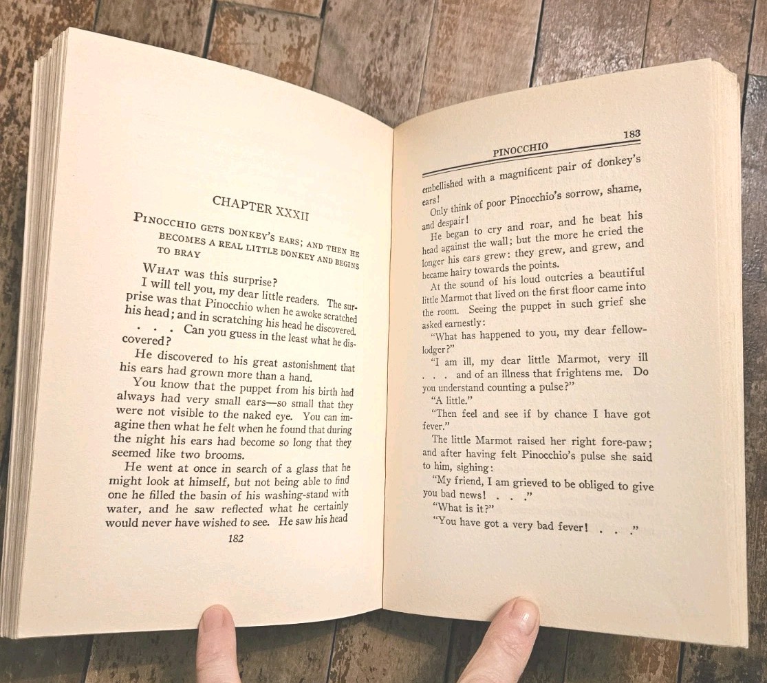 Early 1900s. Pinocchio by C. Collodi | Hardcover Antique Classic Book Orange