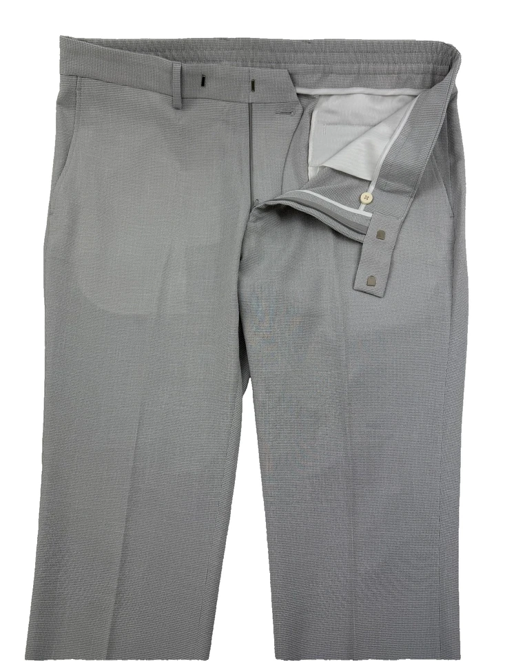 $135 NUEVO KENNETH COLE Hombres 37x33 Crema/Gris Pata de Gallo Suave Pantalones/Pantalones de Vestir Foto 3 de 4
