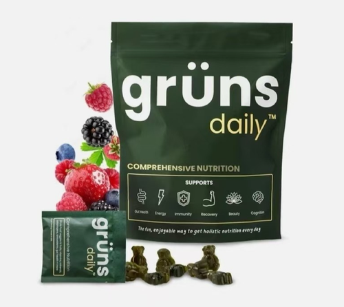 Gruns Daily Gummies, Super Greens Gummies - Organic Spirulina and Chlorella