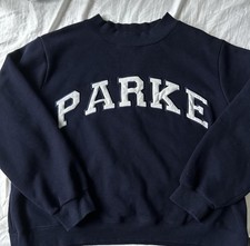 Parke Varsity Mockneck Sweatshirt In Navy Blue Fall 2024 Size L/XL