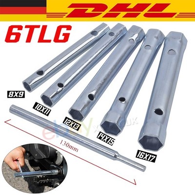 Rohr Steckschlüssel Satz 6 tlg. Rohrschlüssel Set 8 - 17 mm Werkzeug Schlüssel