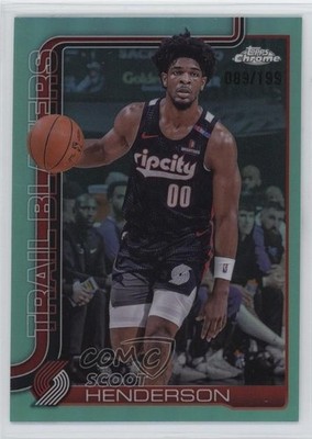 2025-26 Topps Chrome Aqua Refractor 89/199 Scoot Henderson #166 1ti6