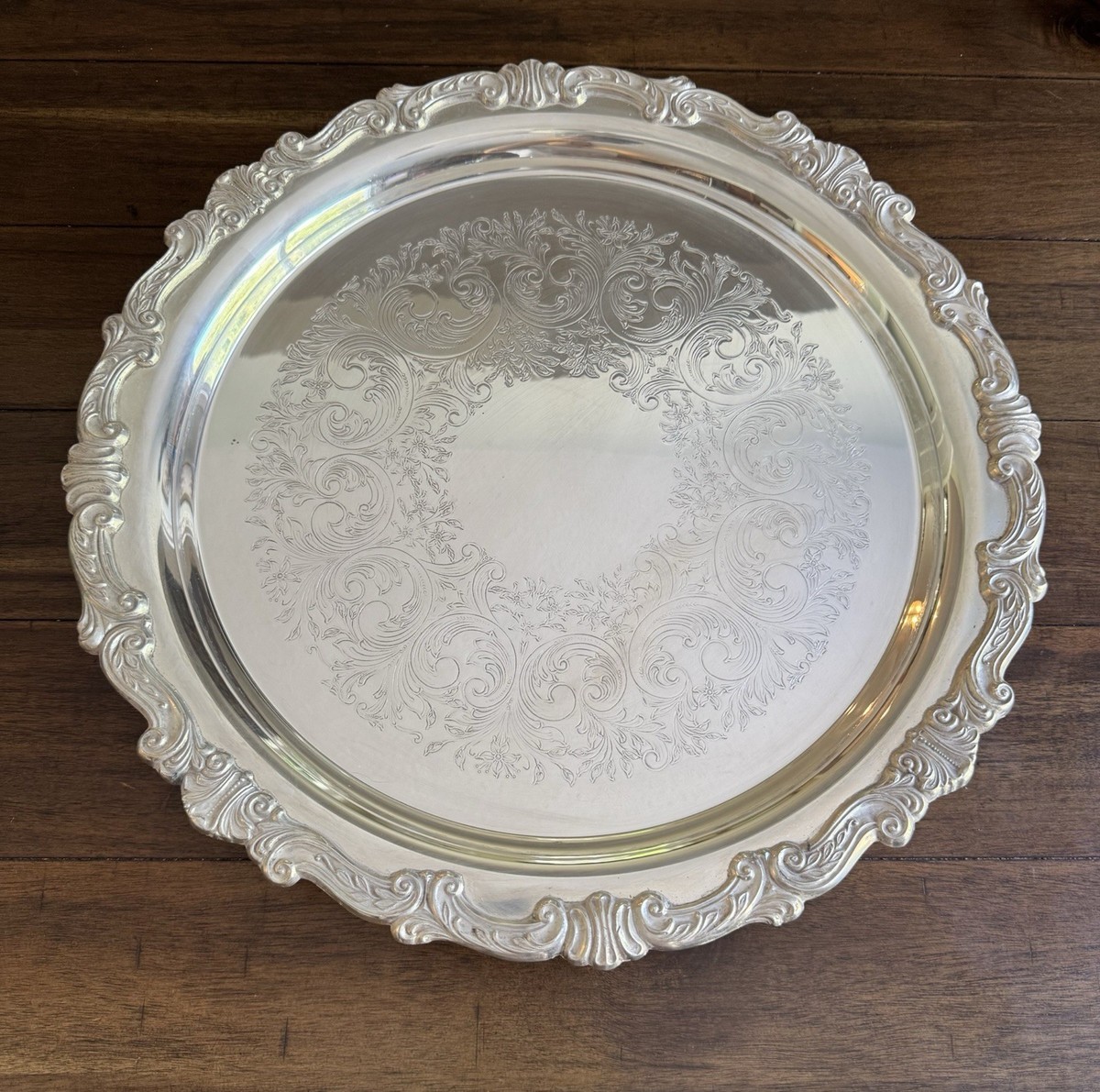 Vintage Sheridan Victorian Silver Plated 16” Round Drink Serving