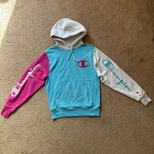 Champion Sweatshirt Womens Small Reverse Weave Patches Logos Pullover Hoodie