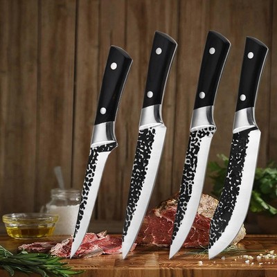 Handmade Chef Set 4PCS with Knife Sharpener Damascus Steel Kitchen Knives BBQ