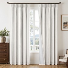 Pinch Pleated Curtains Blackout 84 Inch Long 2 Panels Set, Natural Thick Line...