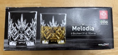 RCR Melodia Eco Crystal Glass Tumbler Set 6pcs 31cl Dishwasher Safe Italy 