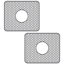 2Pcs Silicone Kitchen Sink Mats with Rear or Center Drain Non Slip Easy to Cl...