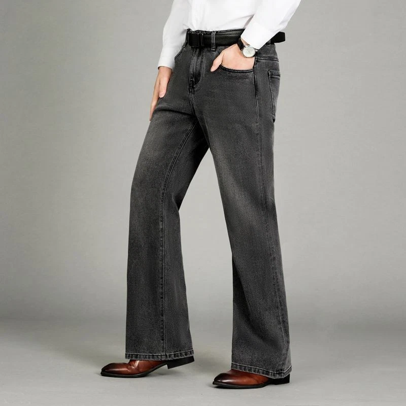 Herren Bell Bottom Flared Jeans Vintage 60er 70er Denim Hosen Bootcut Hosen - Bild 1 von 4