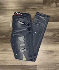 Reason Men s Skinny Slim Fit Blue Jeans Dark ...