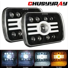 Pair 5X7" 7x6" inch For Nissan Hardbody D21 Pickup LED Headlights Hi/Lo Beam DRL