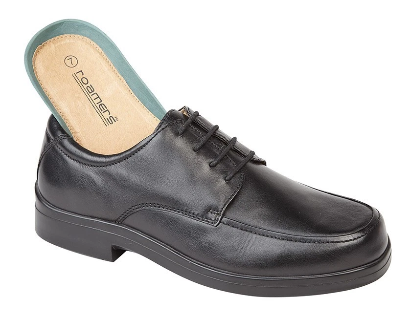 Roamers M409A Mens Extra Wide Fit Shoes 3E Leather Lace Up Comfort Black UK 7-15