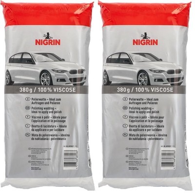 NIGRIN Polierwatte 100% Viskose fusselfrei lackschonend 380 g 2 Stück
