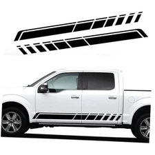 ramuel Car Auto Racing Body Side Stripes Vinyl Modified Stripe Decal Cars Black