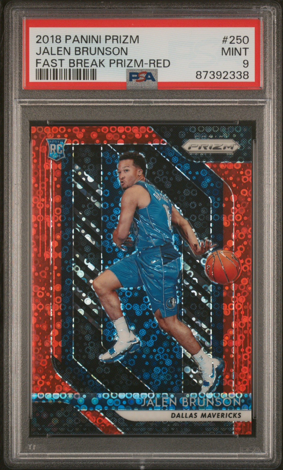2018 Panini Prizm #250 Jalen Brunson Fast Break Prizm Red Rookie RC /125 PSA 9