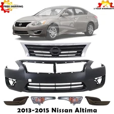 Front Bumper Cover Fascia & Grille Assembly Kit For 2013-2015 Nissan Altima