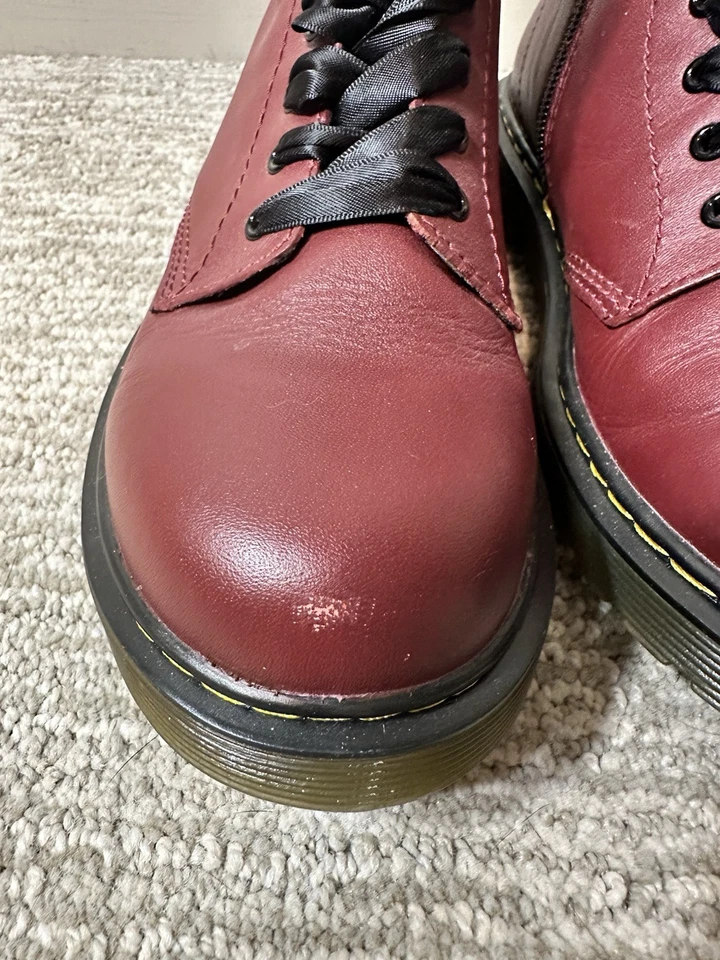 Dr. Martens 1460 Jr Boots Youth US 5 EU 36 Cherry Red Leather Lace Up Zip Sides - Image 4 of 4