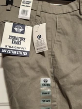 dockers khaki pants 32x29 Signature Straight Fit Flex Waist Shirt Gripper 