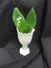 BEAUTIFUL VINTAGE WHITE MILK GLASS VASE~LILY OF THE VALLEY~7"