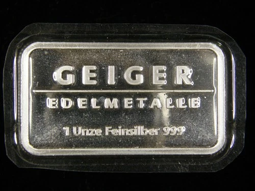 Rare Discontinued BU Sealed Geiger 1 oz Generation 1 Fractional Silver Bar OMP