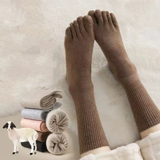 5 Pairs Women Men Wool Five Finger Toe Crew Warm Thick Heavy Fuzzy Sport Socks 