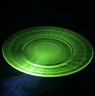 Anchor Hocking Block Optic Green Uranium Glass 9.25” Dinner Plate Vintage