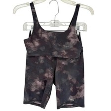 ALO Yoga SET High-Waist Solarized Tie-Dye Biker Shorts  Sports Bra Oxblood XS/S
