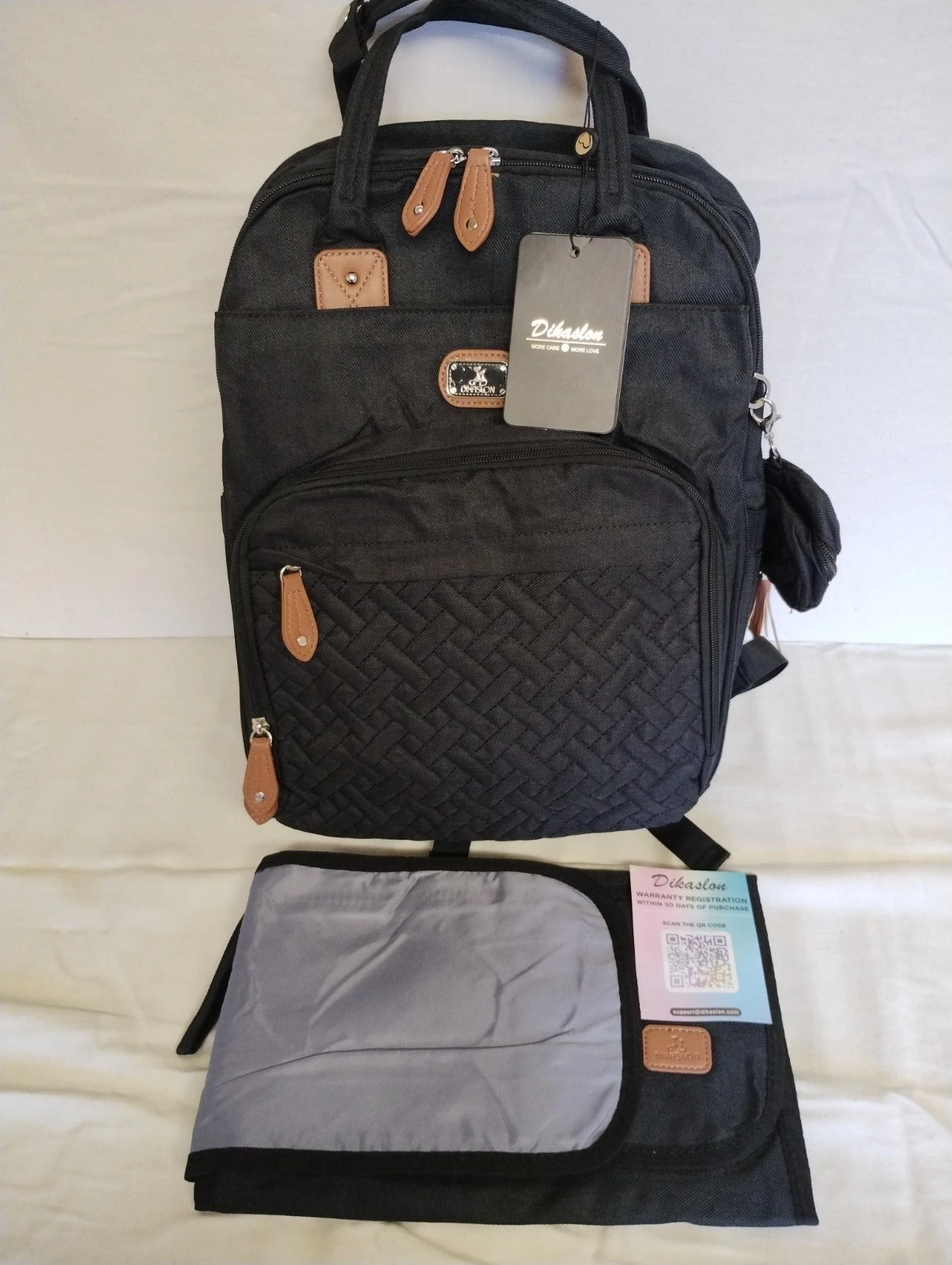 Dikaslon Baby Changing Backpack Black Large Mulipocket New