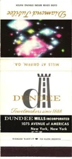 New York Dundee Towelmakers Since 1888 Dundee Mills Vintage Matchbook Cover