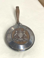 Nice Silver Plate Silent Butler/Crumb Catcher with Crest "Honor" Wood Handle