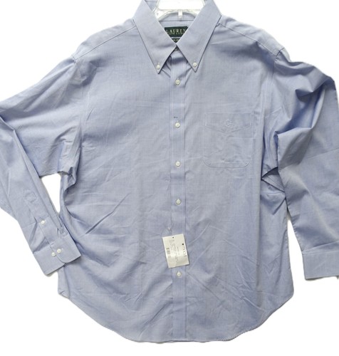 LAUREN RALPH LAUREN~NWT!!~BLUE COTTON BUTTON COLLAR DRESS SHIRT 17-1/2~50" CHEST