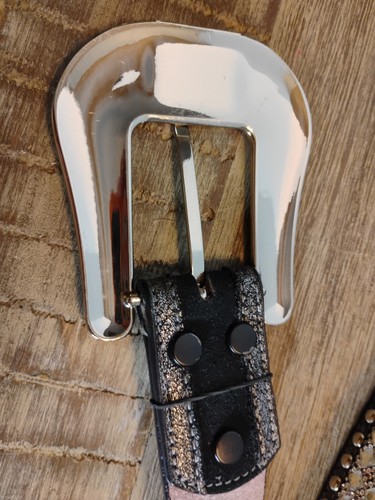 Women's Nocona Blinged Out Genuine Leather Rhinestone Belt Nice but Damaged Lg - Bild 6 von 11