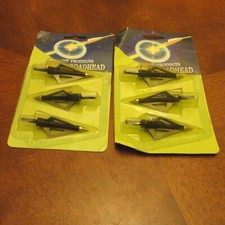 6 Broadhead Arrow Points 115 grain, 3- Blade, 1 3/16" Wide Cutting Diameter