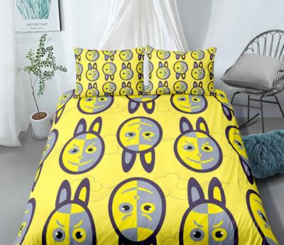 3D Yellow Rabbit ZHUA248 Bed Pillowcases Quilt Duvet Cover Set Queen King Zoe
