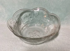 Clear Glass Bowls glass w/ embossed PETUNIA flowers 6 3/16 Inches Diameter