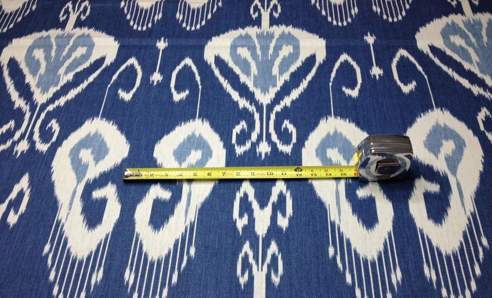 KRAVET BANSURI IRIS AZUL IKAT 100% LINO MULTIUSO TELA DE DISEÑO POR YARDA 54"W Foto 4 de 4
