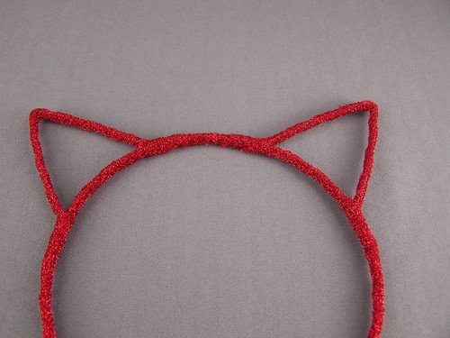 Red sparkly cat kitten ears headband hair band accessory kawaii cosplay - Picture 2 of 3