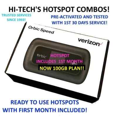 INTERNET HOTSPOT (Verizon) Mobile WiFi Hotspot   WITH 100gb MONTH INCLUDED !  
