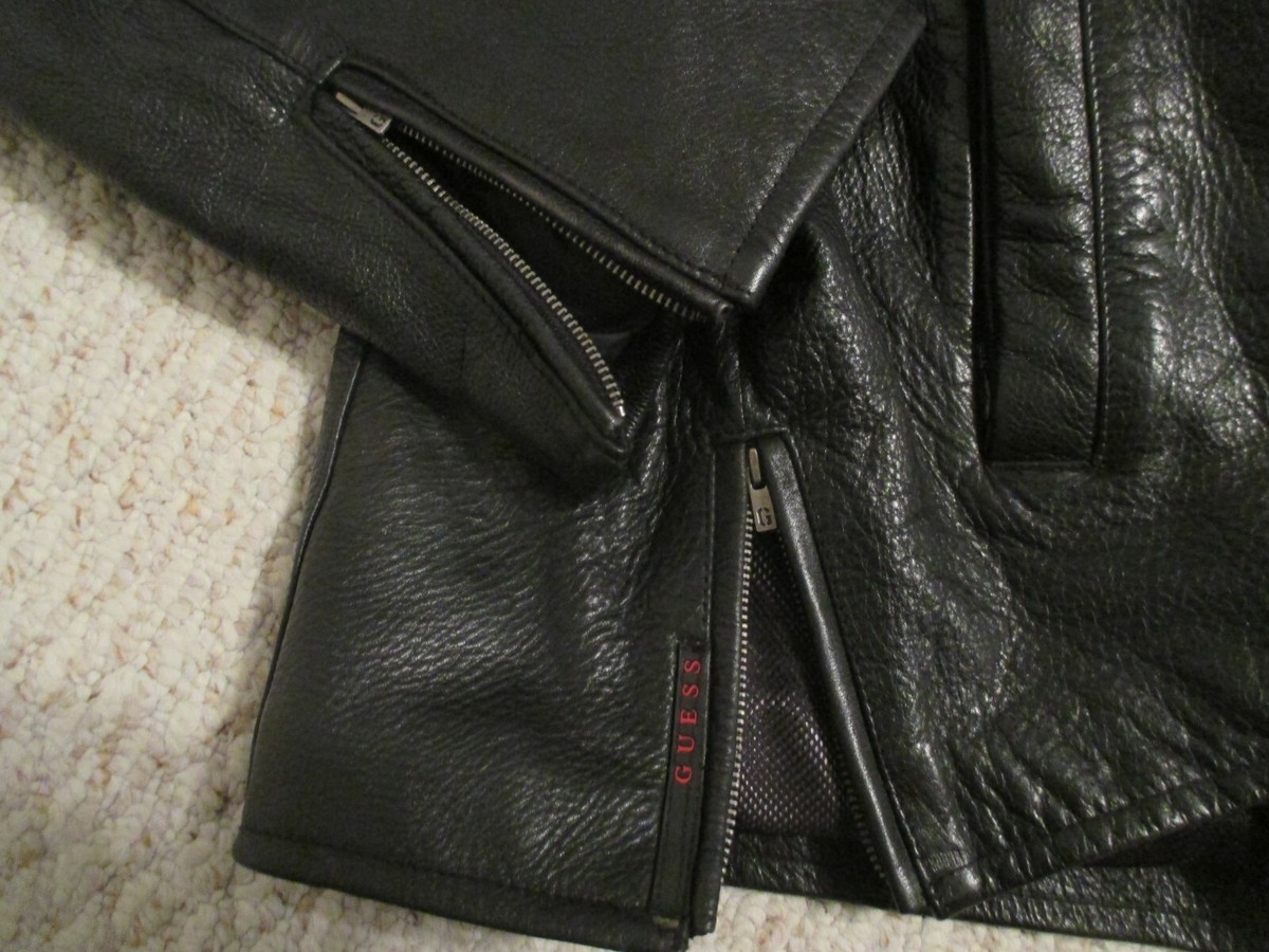 Guess 1981 Black Leather Jacket Size L Men HEAVY | eBay Guess 1981 Black Leather Jacket Size L Men HEAVY | eBay
