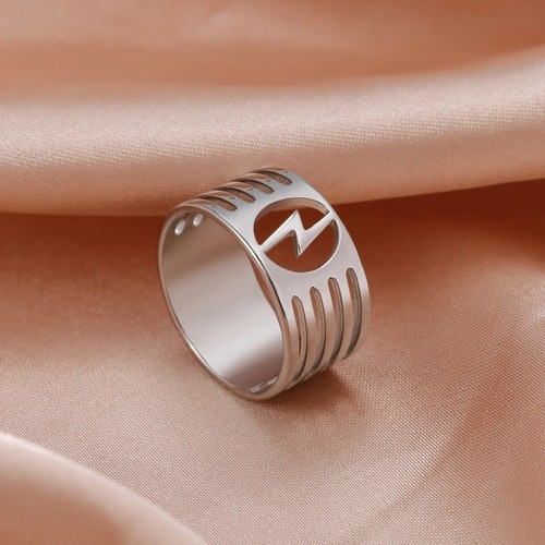 10mm Width Lightning Rings for Men Women Stainless Steel Finger Rings Hip Hop - Picture 4 of 6