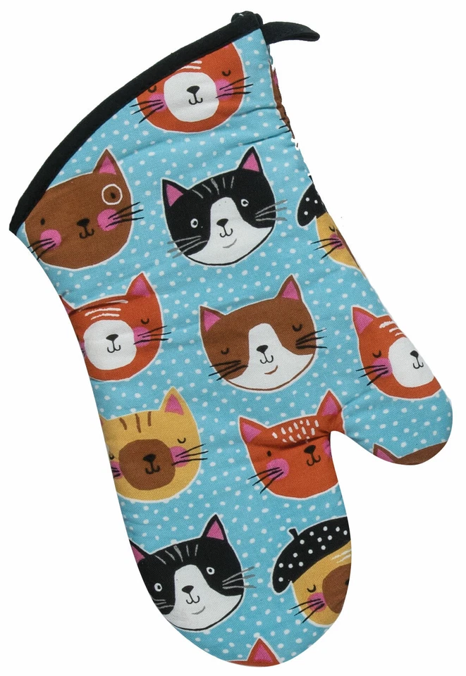 Juego de baches y guantes para horno Crazy Cats Cat Faces, de Kay Dee Foto 3 de 3