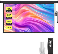 Motorized Projector Screen with Remote, 16:9 100 Inch Auto Electric Projection S