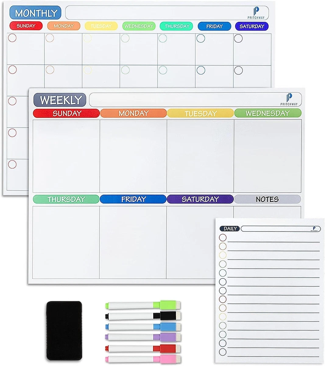 Magnetic Dry Erase Calendar for Fridge - Set of 3 Magnetic Calendar for  Monthly | eBay
